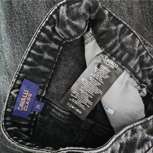 Cavalli Class Black High-Rise Straight Leg Denim Jeans - Picture 13 of 16